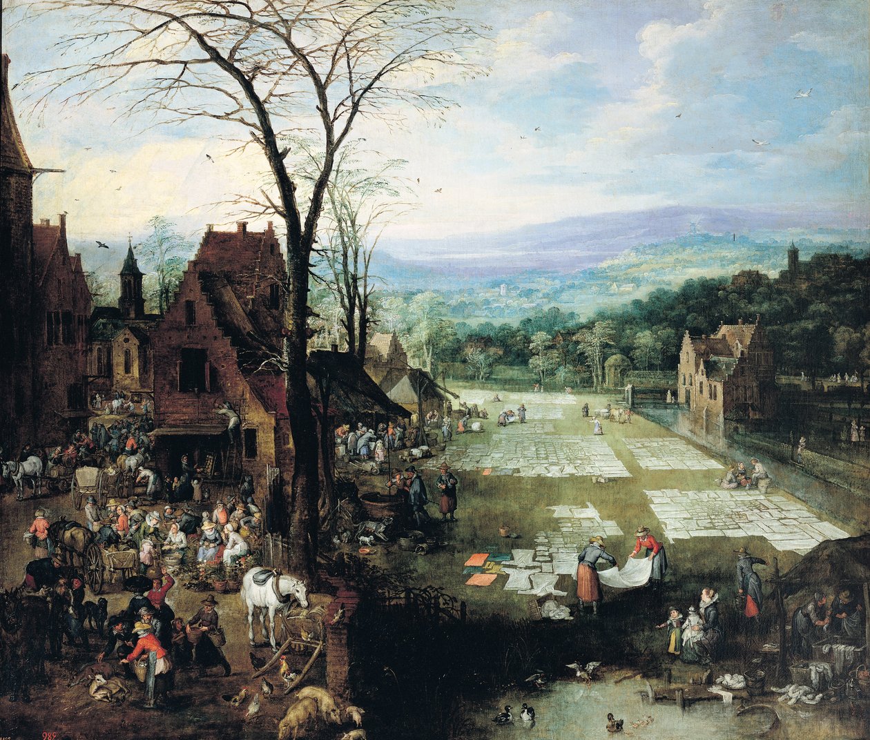 Market and Bleaching Ground, 1620-22 tekijältä Joos or Josse de Momper