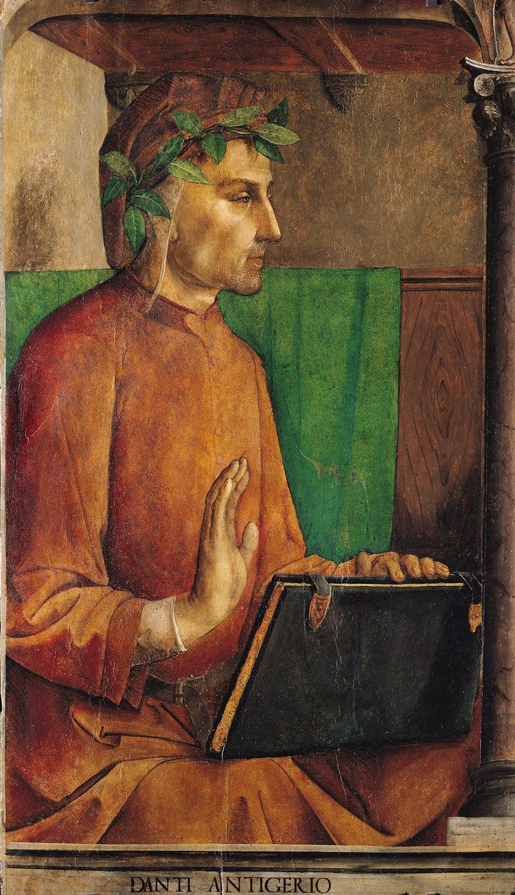 Dante Alighierin (1265-1321) muotokuva, n. 1475 tekijältä Joos van Gent