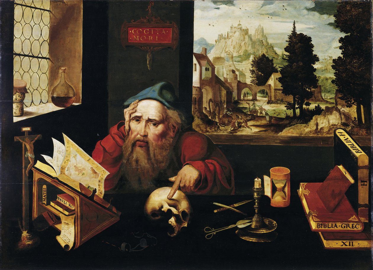 Pyhä Hieronymus sellissään, 1520-luku tekijältä Joos van Cleve