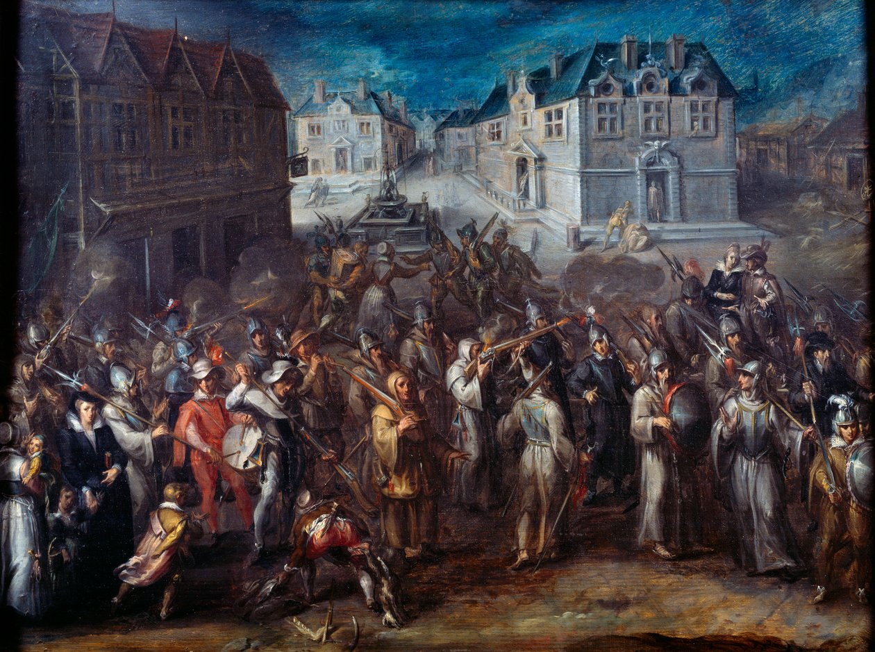 Katolisten ja protestanttien väliset uskonnolliset sodat: "" Liiton kulkue 1590 tai 1593"". Joos Van Winghen (1544-1603) maalaus, Alankomaat tekijältä Joos or Jodocus van Winghe