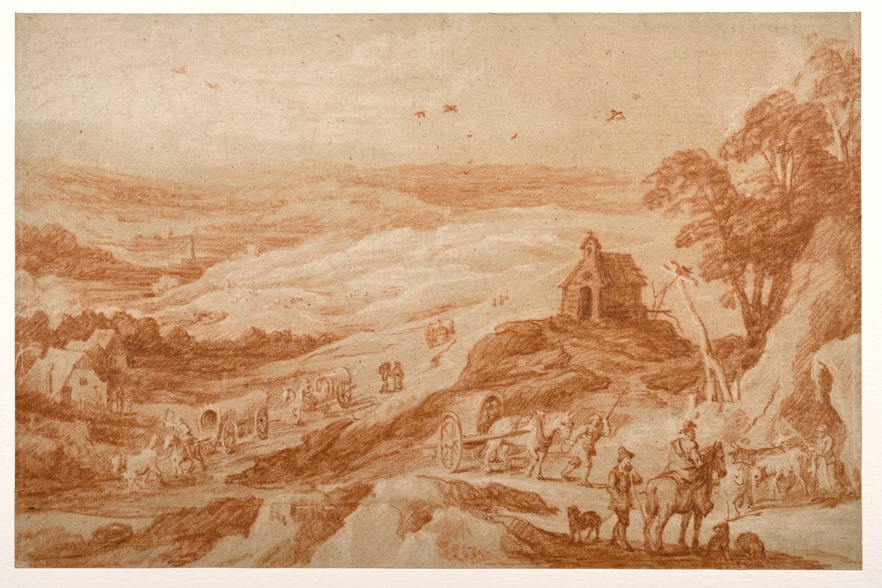 Maisema hahmoilla, karjalla ja vaunuilla tekijältä Joos or Josse de The Younger Momper