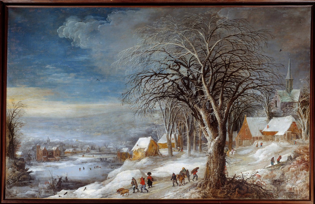 Talvimaisema. Josse II Momperin (1564-1635) maalaus Ec. Flam. tekijältä Joos or Josse de The Younger Momper