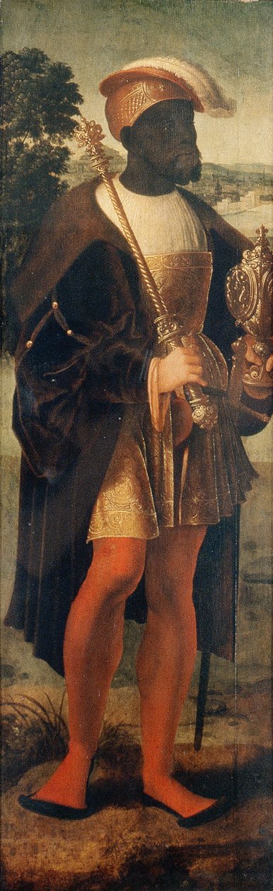 Balthazar maurikuningas, noin 1525 (öljy paneelille). tekijältä Joos van (attr. to) Cleve