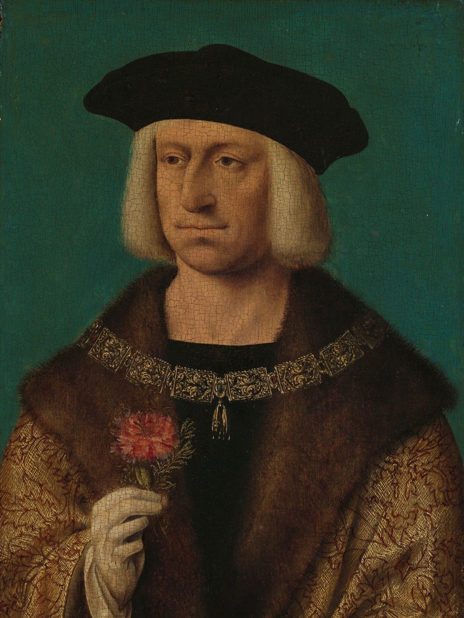 Maximilian I:n (1459-1519) muotokuva Maximilian I (1459-1519), Pyhän Rooman valtakunnan keisari tekijältä Joos van Cleve (workshop of)