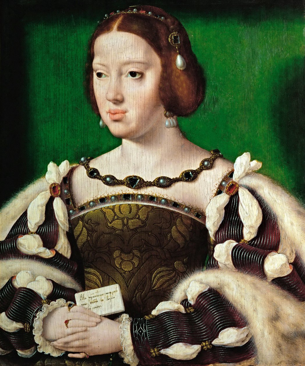 Varhainen hollantilainen taide : Itävallan kuningatar Eleanorin (1498-1558) muotokuva par Cleve, Joos van (n. 1485-1540), vuoden 1530 jälkeen. Öljy puulle, 35,5x29,5. Taidehistoriallinen museo, Vienne tekijältä Joos van Cleve