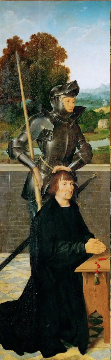 Varhainen hollantilainen taide : Saint George ja Donor (siipialttari, vasen paneeli) par Cleve, Joos van (n. 1485-1540), n. 1530. Öljy puulle, 94,5x30. Taidehistoriallinen museo, Vienne tekijältä Joos van Cleve
