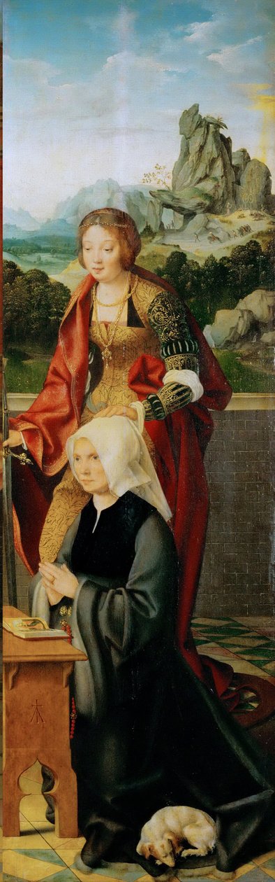 Varhainen hollantilainen taide : Donorilla (siipialttari, oikea paneeli) par Cleve, Joos van (n. 1485-1540), n. 1530. Öljy puulle, 94,5x30. Taidehistoriallinen museo, Vienne tekijältä Joos van Cleve