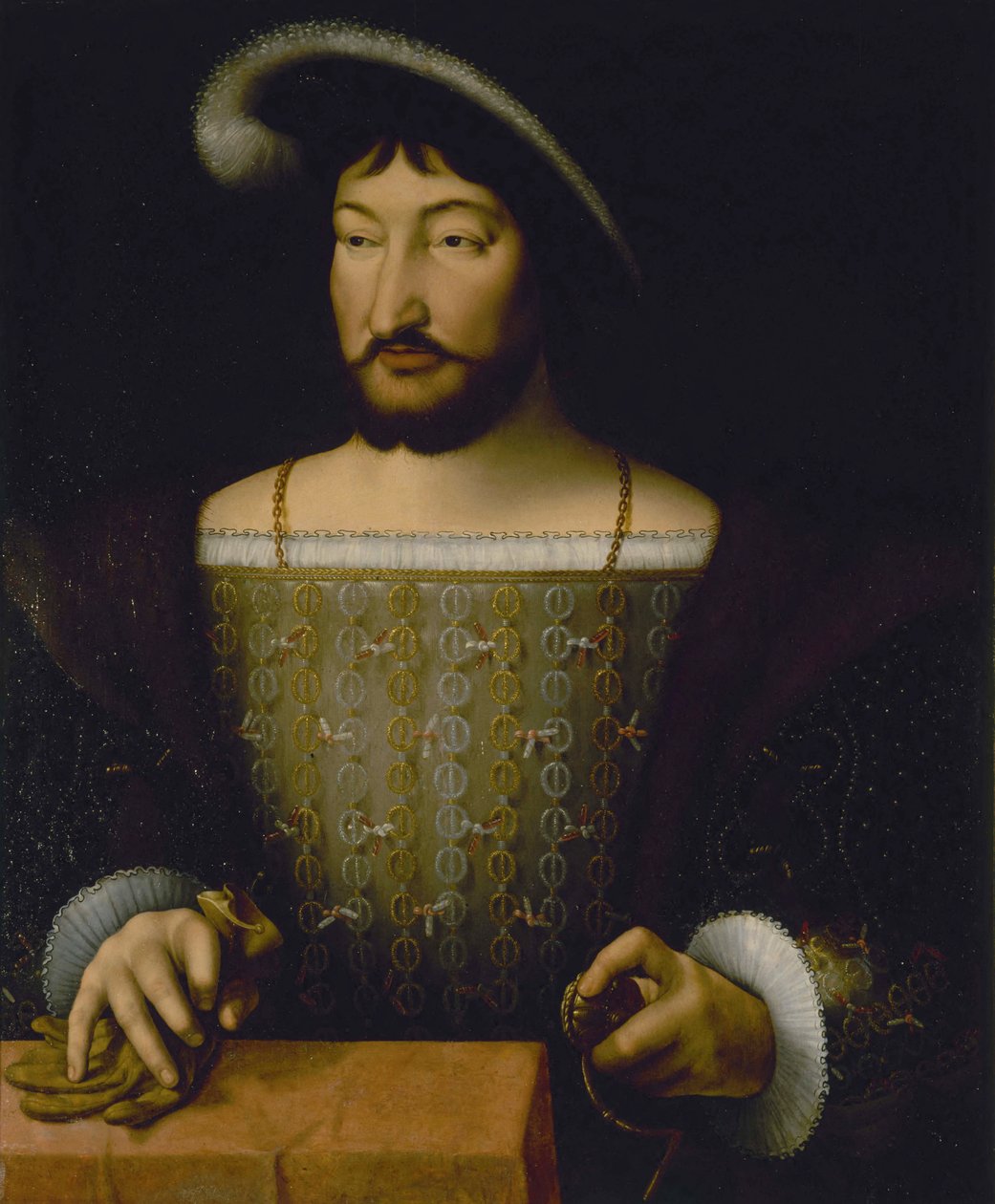 Ranskan kuninkaan Francis I:n muotokuva, n. 1535 (öljy kankaalle) tekijältä Joos van Cleve