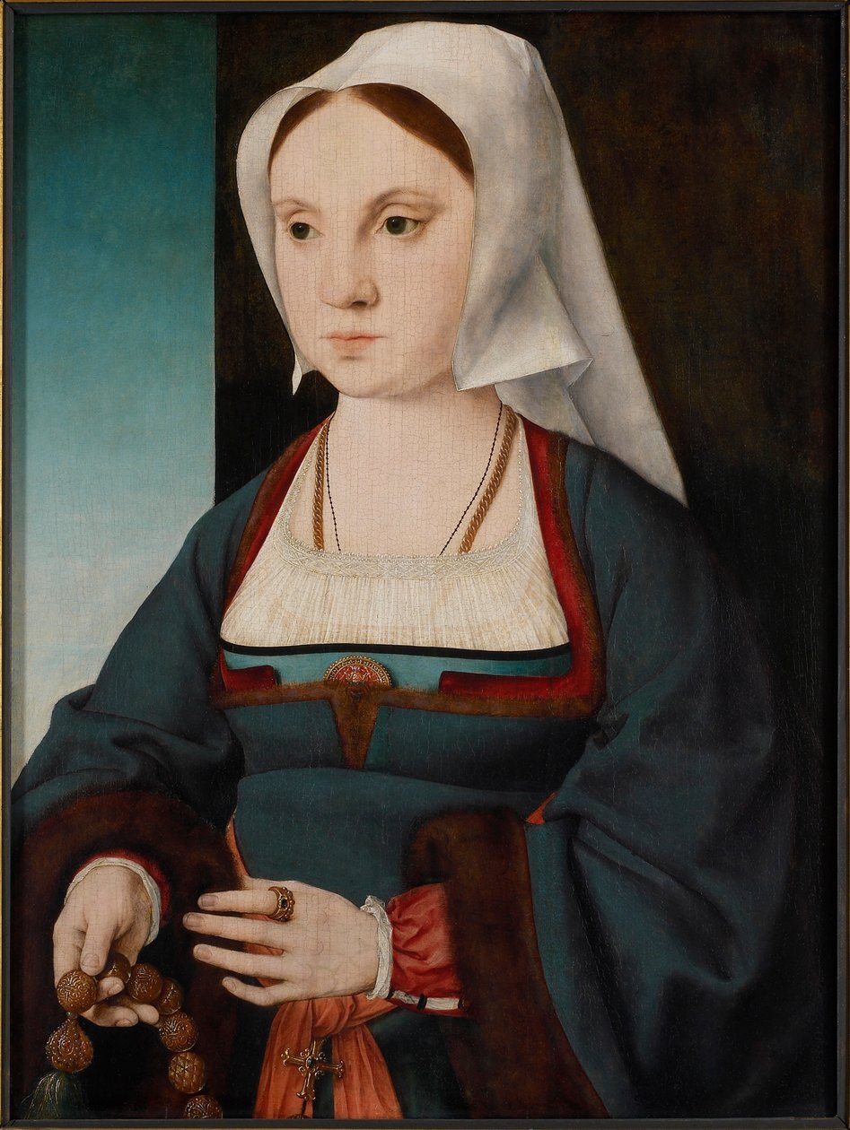 Nuoren naisen muotokuva rukouksen kanssa, 1514-1519. tekijältä Joos van Cleve