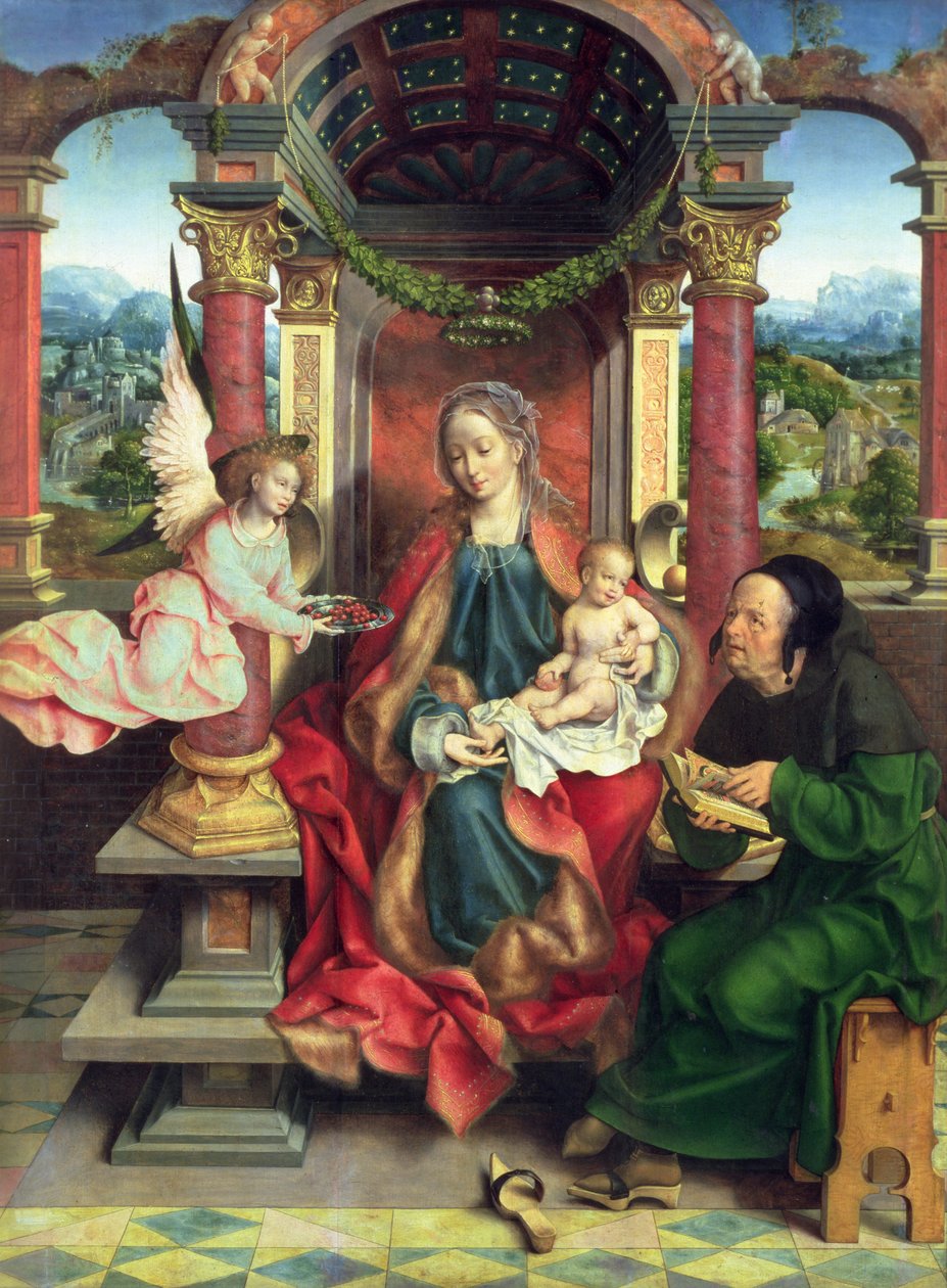 Pyhä perhe, triptyykin keskipaneeli, n. 1530 (paneeli) tekijältä Joos van Cleve