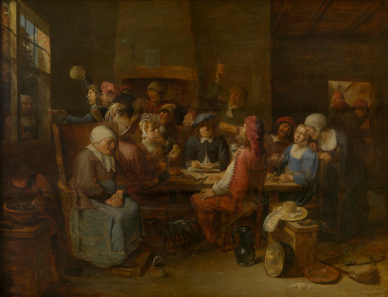 Flanderin taverna (öljy paneelissa) tekijältä Joos van Craesbeeck