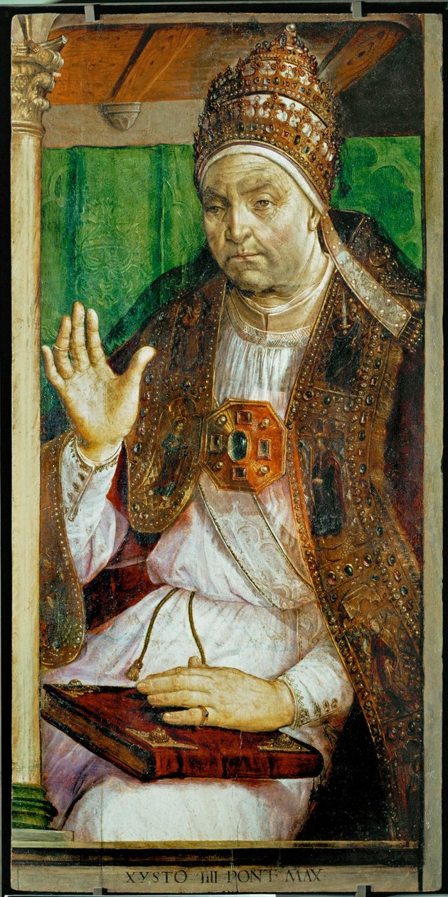 Paavi Sixtus IV 28 muotokuvan sarjasta ... tekijältä Joos van Gent (fl.1460 75)