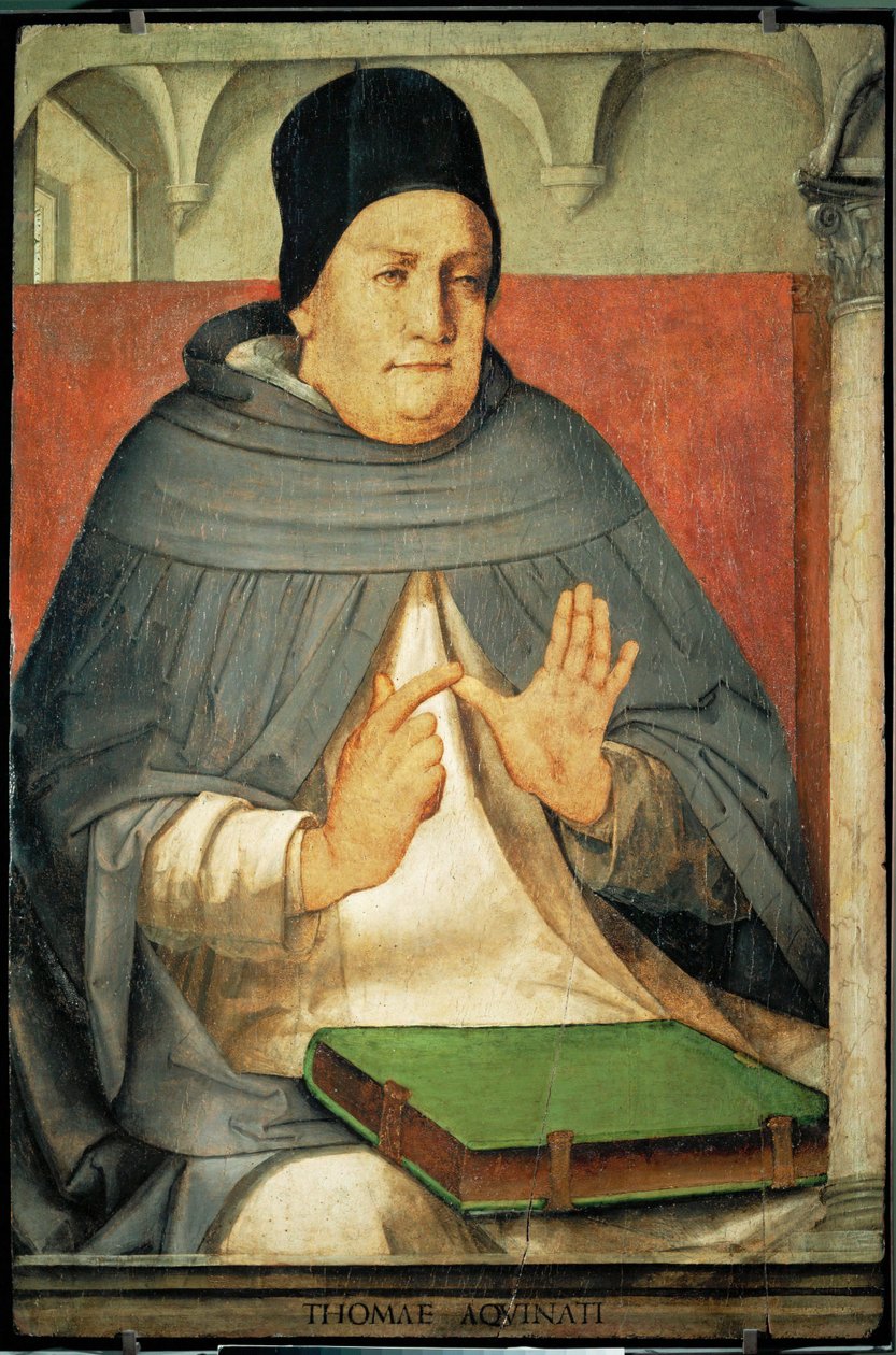 Thomas Aquinus, "Doctor Angelicus", pyhimys, kirkon tohtori ... tekijältä Joos van Gent (fl.1460 75)