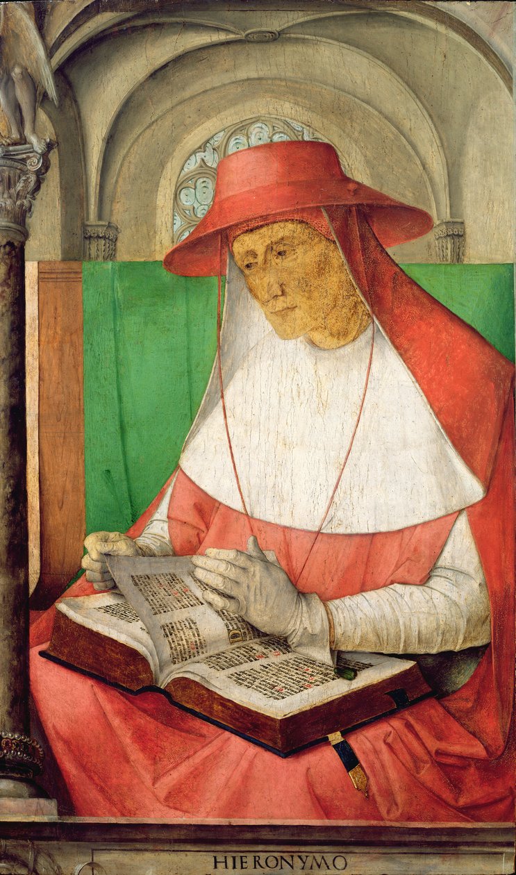 Pyhän Hieromuksen muotokuva (347-420) n. 1475 (paneeli) tekijältä Joos van Gent
