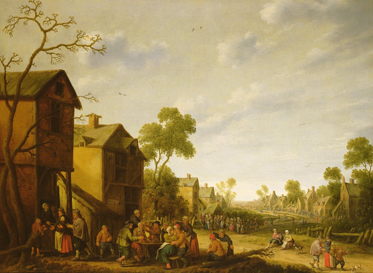 Village Street Scene, 1600-luku tekijältä Joost Cornelisz. Droochsloot