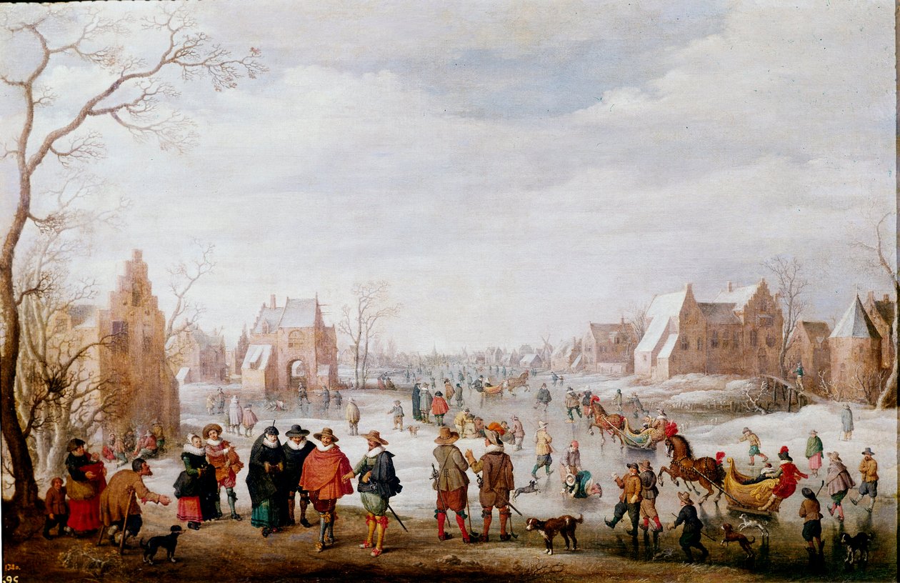 Luistelijamaalaus Joost Cornelisz Droochsloot (1586-1666) Madrid, Prado-museo tekijältä Joost Cornelisz. Droochsloot