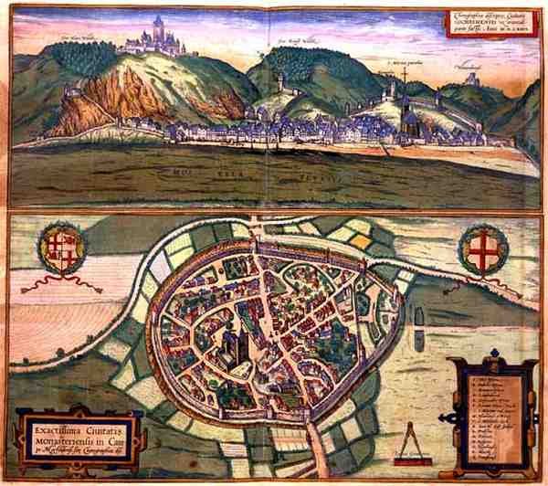 Cochenin kartta, Georg Braunin (1541-1622) ja Frans Hogenbergin (1535-90) "Maailman kaupungit" -julkaisusta tekijältä Joris (after) Hoefnagel
