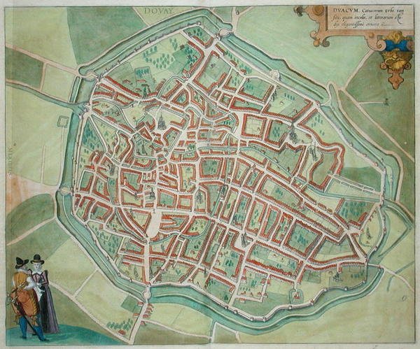 Dovayn suunnitelma Georg Braunin (1541-1622) ja Frans Hogenburgin (1535-90) Civitates Orbis Terrarumista, n. 1572 (värinen kaiverrus) tekijältä Joris (after) Hoefnagel