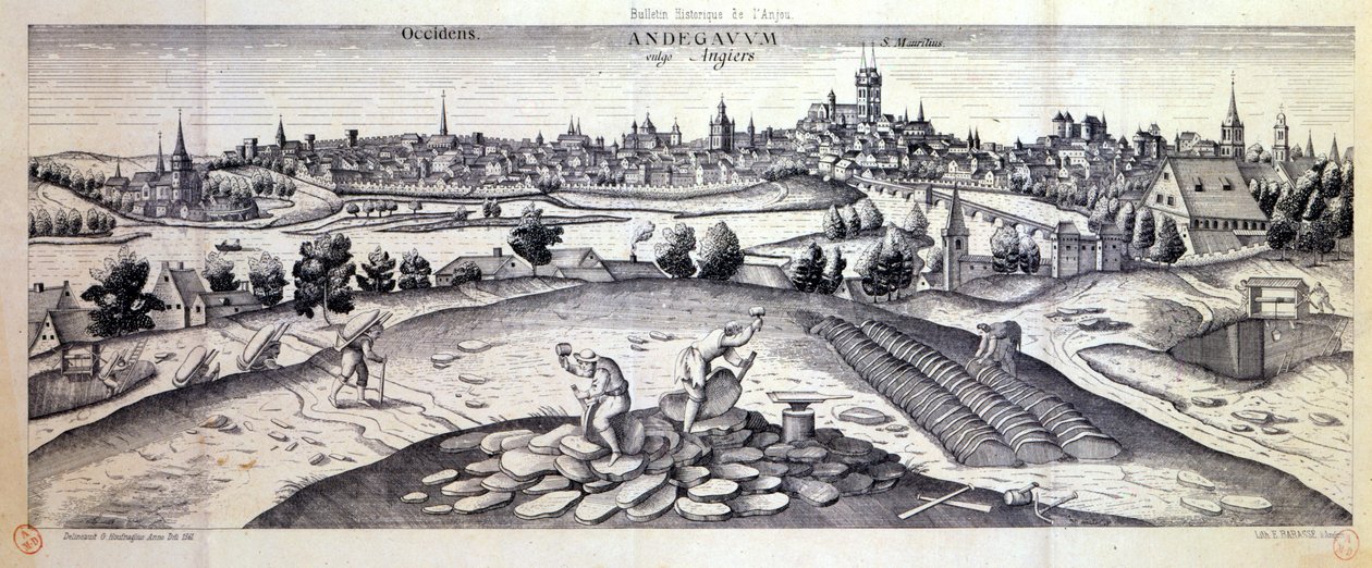 Liuskekivilouhos Angersissa, 1561 tekijältä Joris Hoefnagel