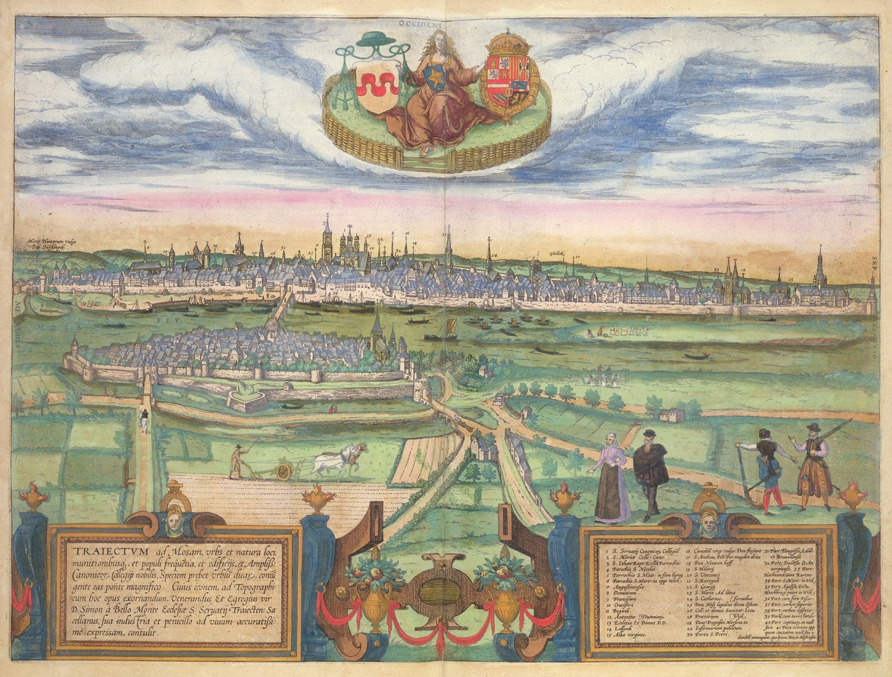 Euroopan kaupunki, Georg Braunin (1541-1622) ja Frans Hogenbergin (1535-90) Civitates Terrarumista 1575 (värikaiverrus) tekijältä Joris Hoefnagel