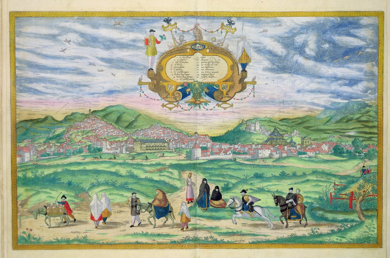 Granadan kartta, Georg Braunin (1541-1622) ja Frans Hogenbergin (1535-90) Civitates Orbis Terrarumista, 1563 tekijältä Joris Hoefnagel