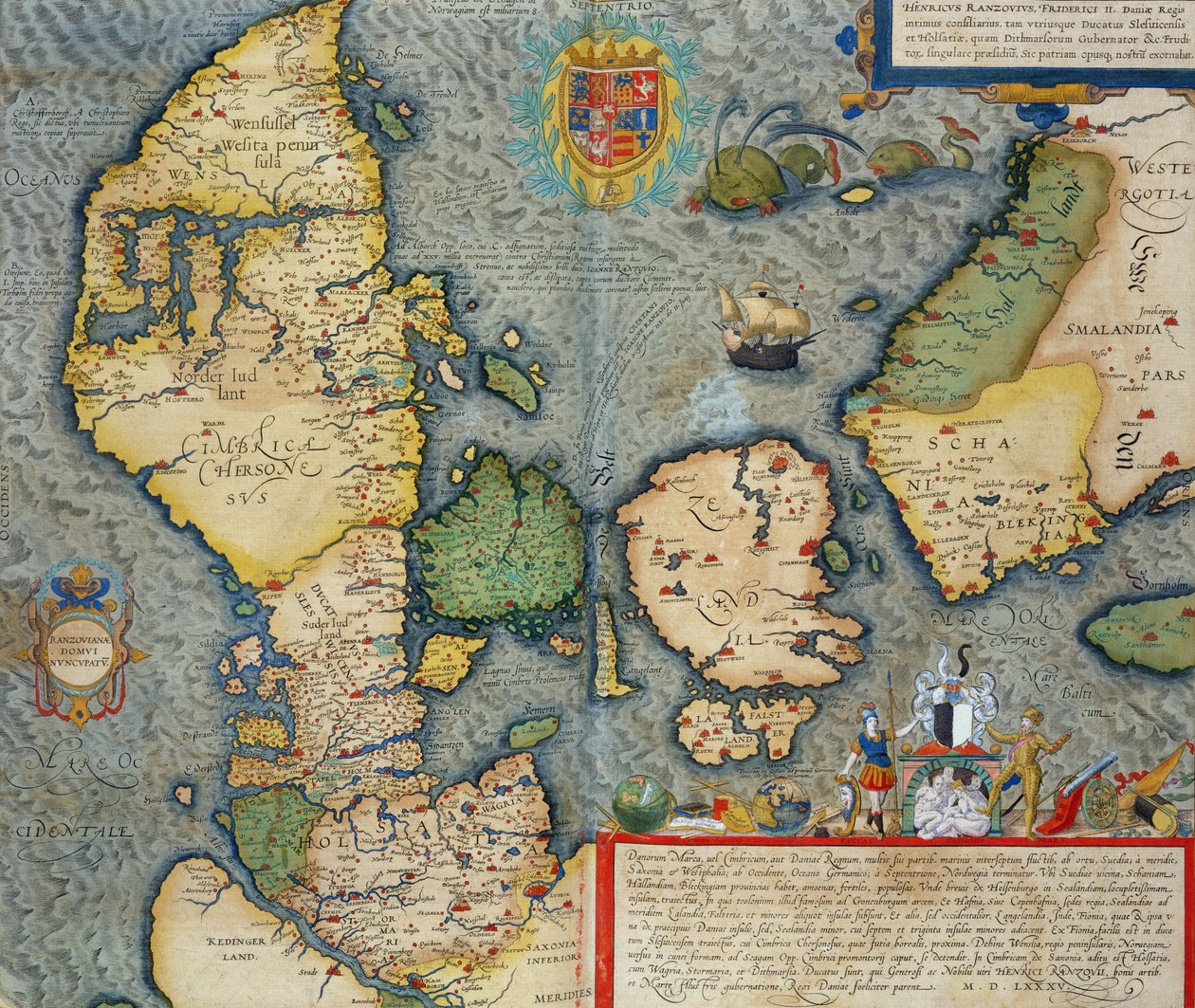 Pohjois-Euroopan kartta, Georg Braunin (1541-1622) ja Frans Hogenbergin (1535-90) Civitates Orbis Terrarum -julkaisusta n. 1572-1617 tekijältä Joris Hoefnagel