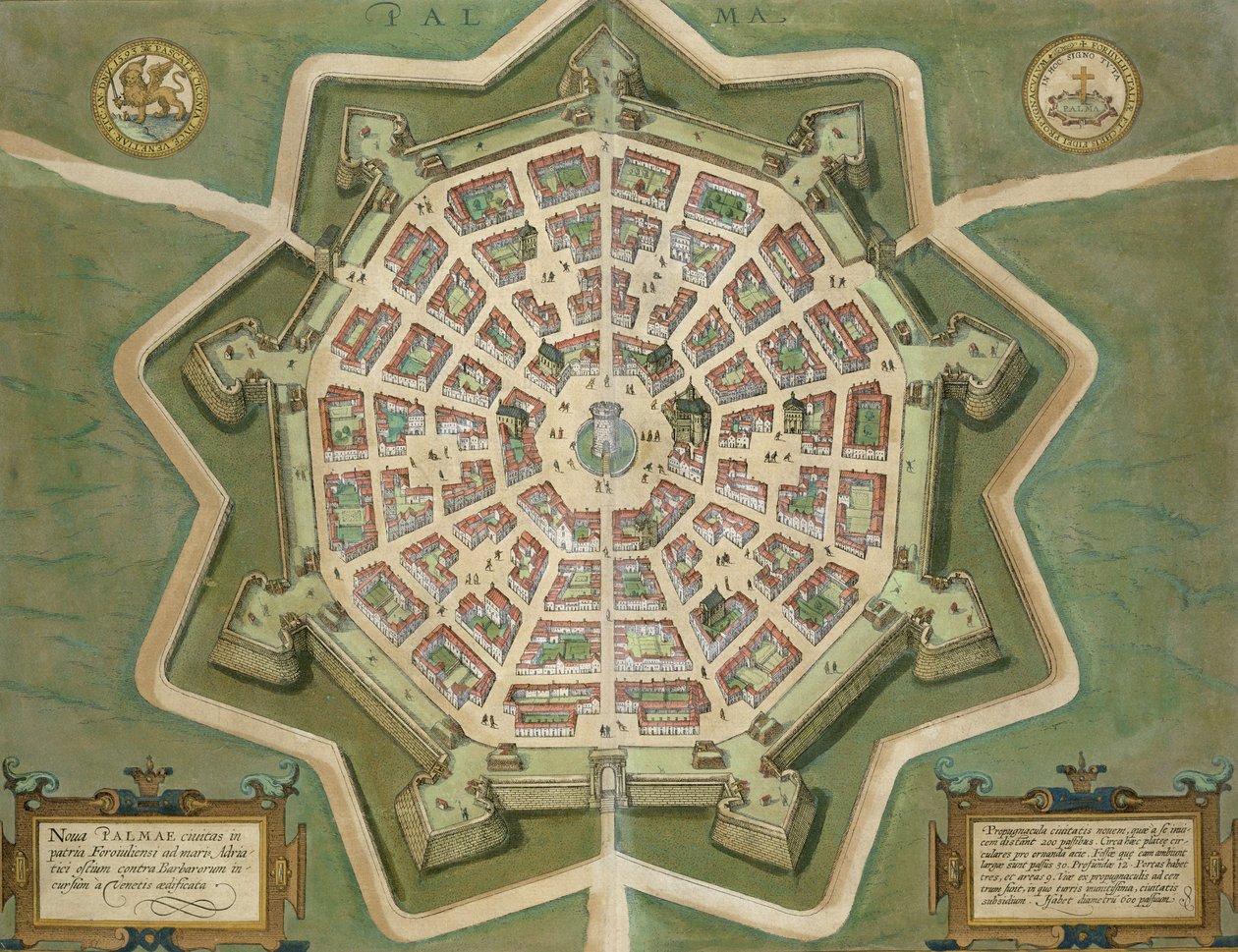 Palman kartta, Georg Braunin (1541-1622) ja Frans Hogenbergin (1535-90) "Maailman kaupungeista" n. 1572 tekijältä Joris Hoefnagel