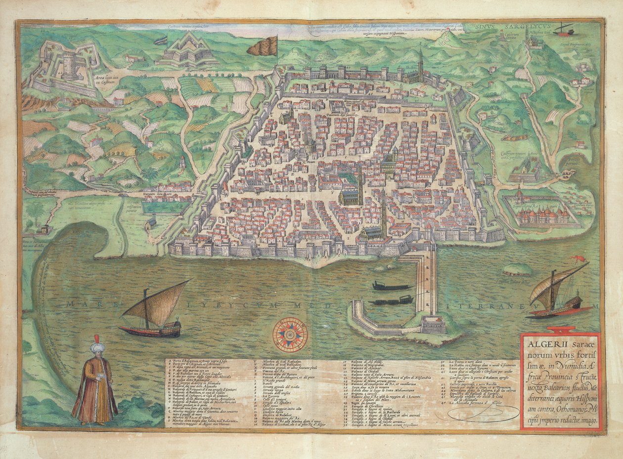 Toledon kartta, Georg Braunin (1541-1622) ja Frans Hogenbergin (1535-90) Civitates Orbis Terrarumista, 1566 tekijältä Joris Hoefnagel
