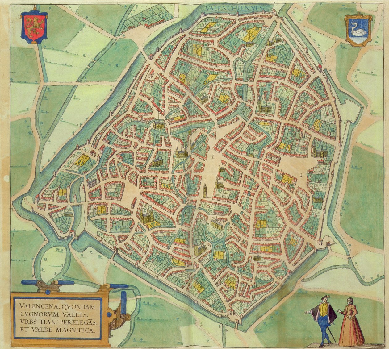 Valencian kartta, Georg Braunin (1541-1622) ja Frans Hogenbergin (1535-90) Civitates Orbis Terrarum -julkaisusta c.1572-1617 tekijältä Joris Hoefnagel