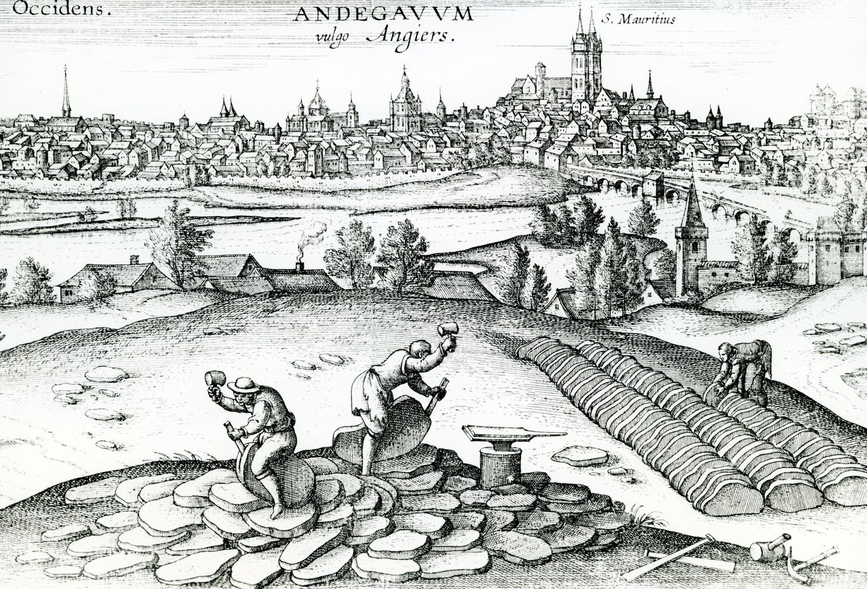 Angersin liuskekivilouhos, 1561 tekijältä Joris Hoefnagel