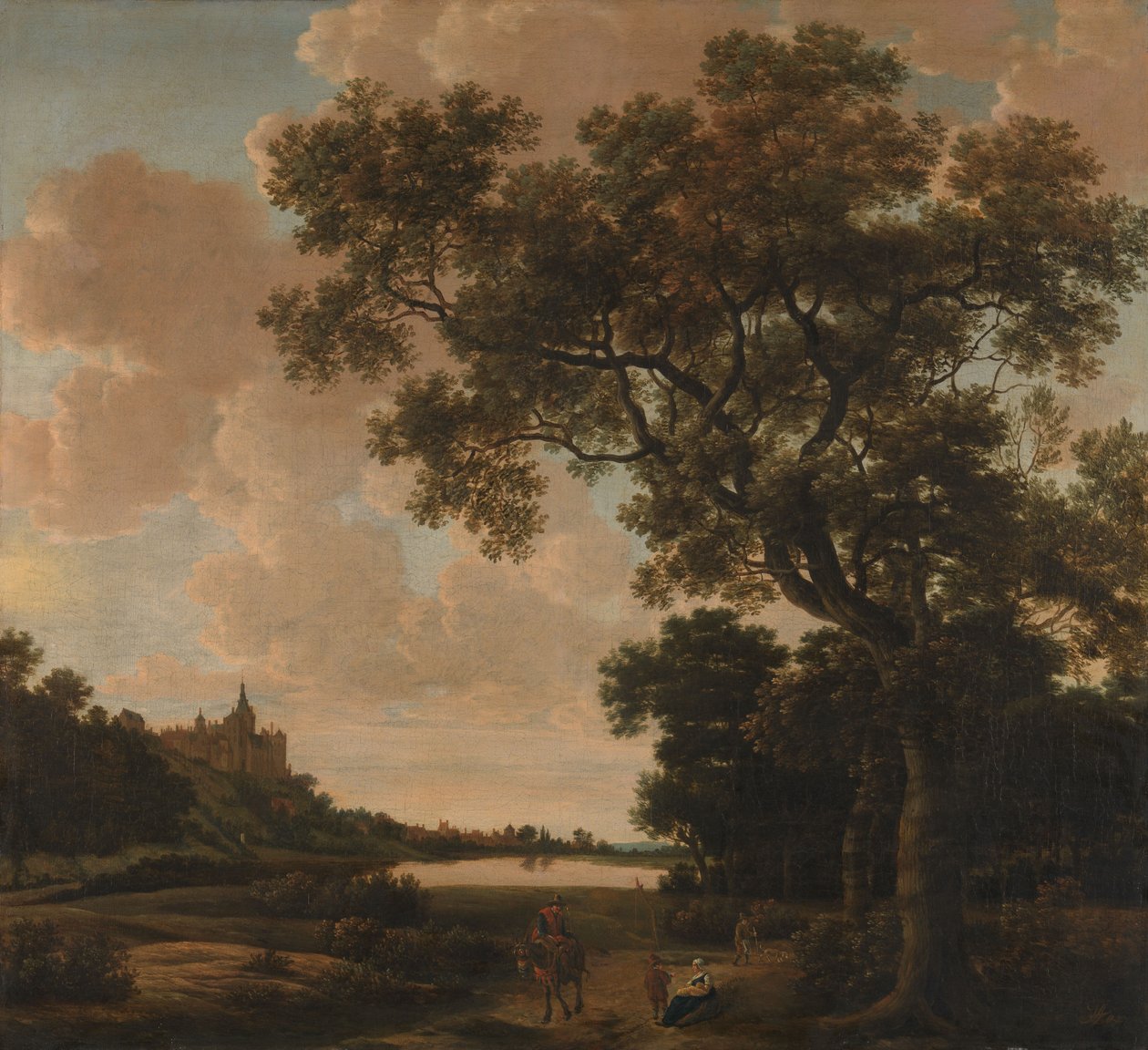 Maisema Schwanenburgin kanssa, noin 1650-1655 (öljy kankaalle). tekijältä Joris van der Haagen or Hagen
