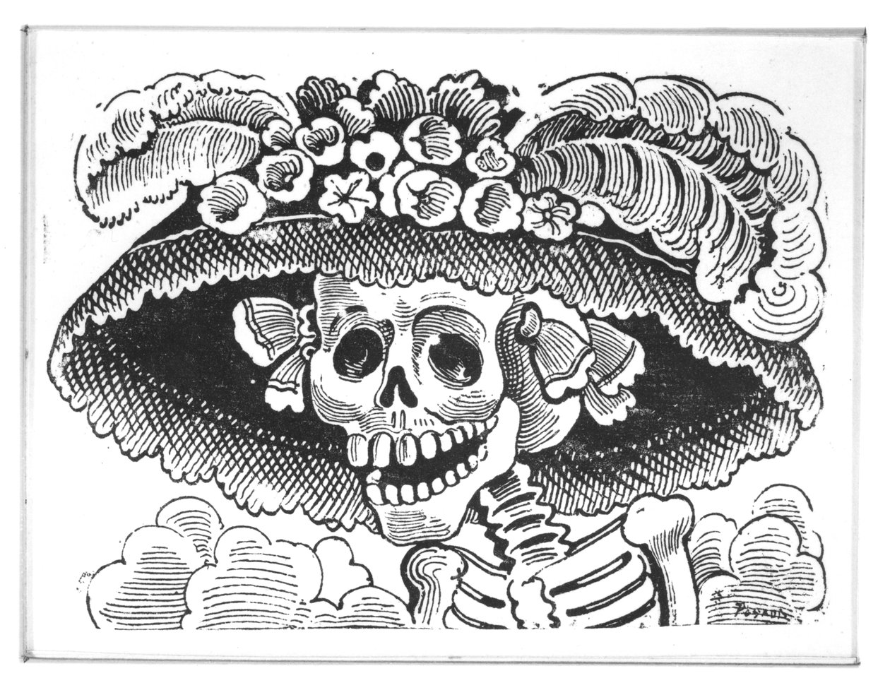 "La Calavera de la Catrina", 1913 (sinkkietsaus) tekijältä José Guadalupe Posada