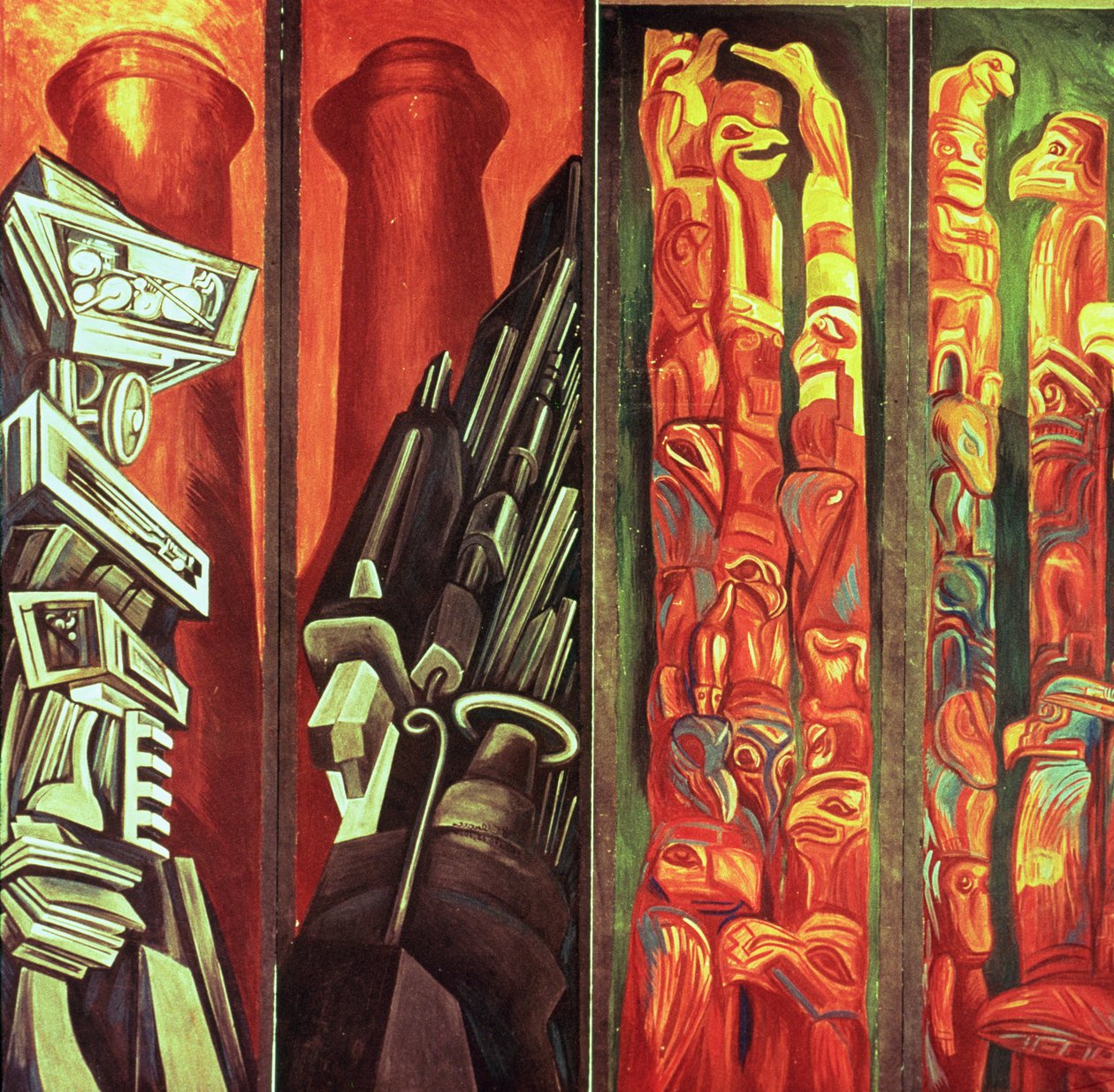 Koristeellinen paneeli III, The Epic of American Civilization tekijältä José Clemente Orozco