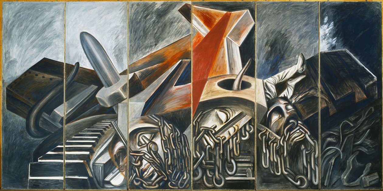 Sukelluspommikone ja tankki, 1940. tekijältä José Clemente Orozco
