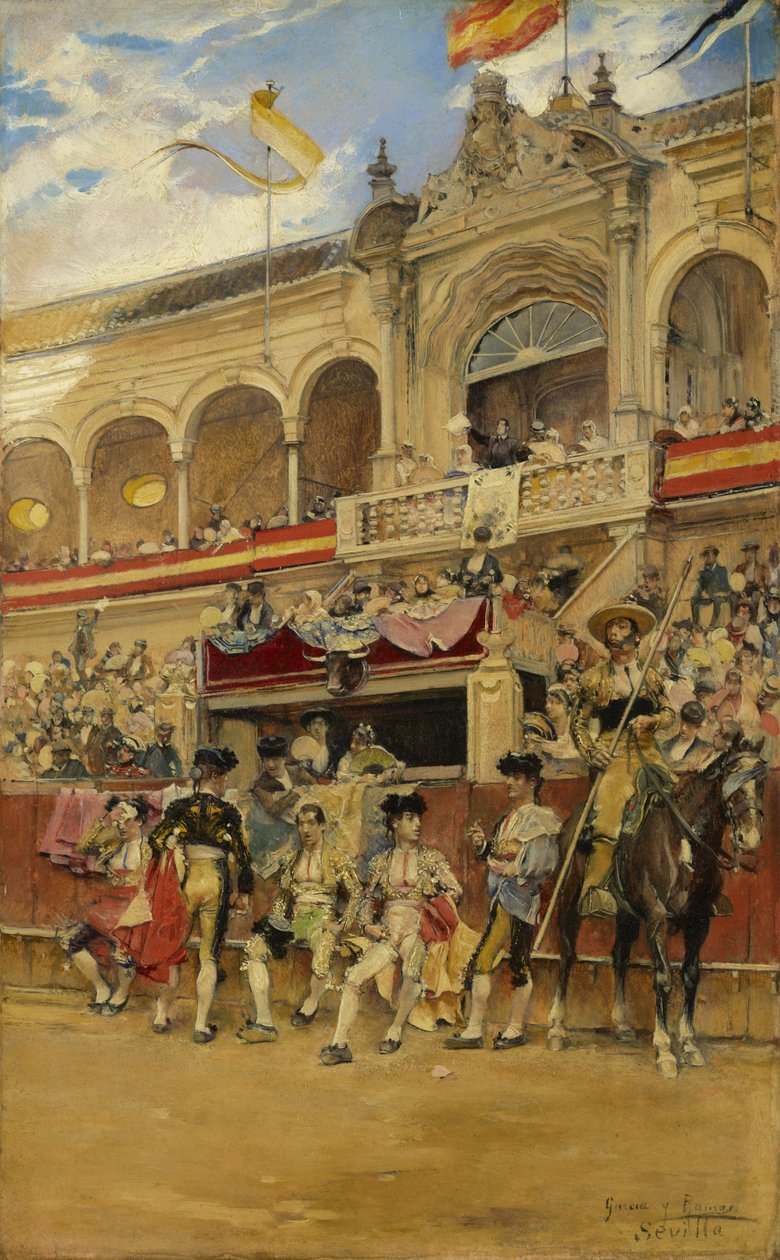 Härkätaisteluareenan sisällä, noin 1880 tekijältä José García Ramos