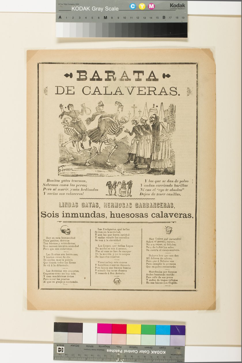 Broadside: Skull Sale, n. 1890 (litho sanomalehtipaperilla) tekijältä José Guadalupe Posada