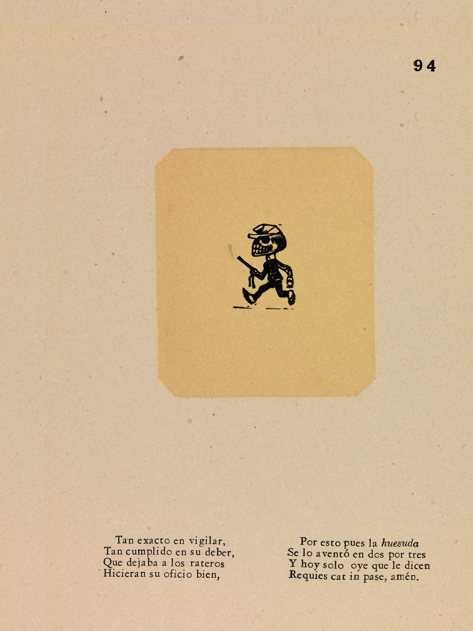 Calavera poliisille tekijältä José Guadalupe Posada