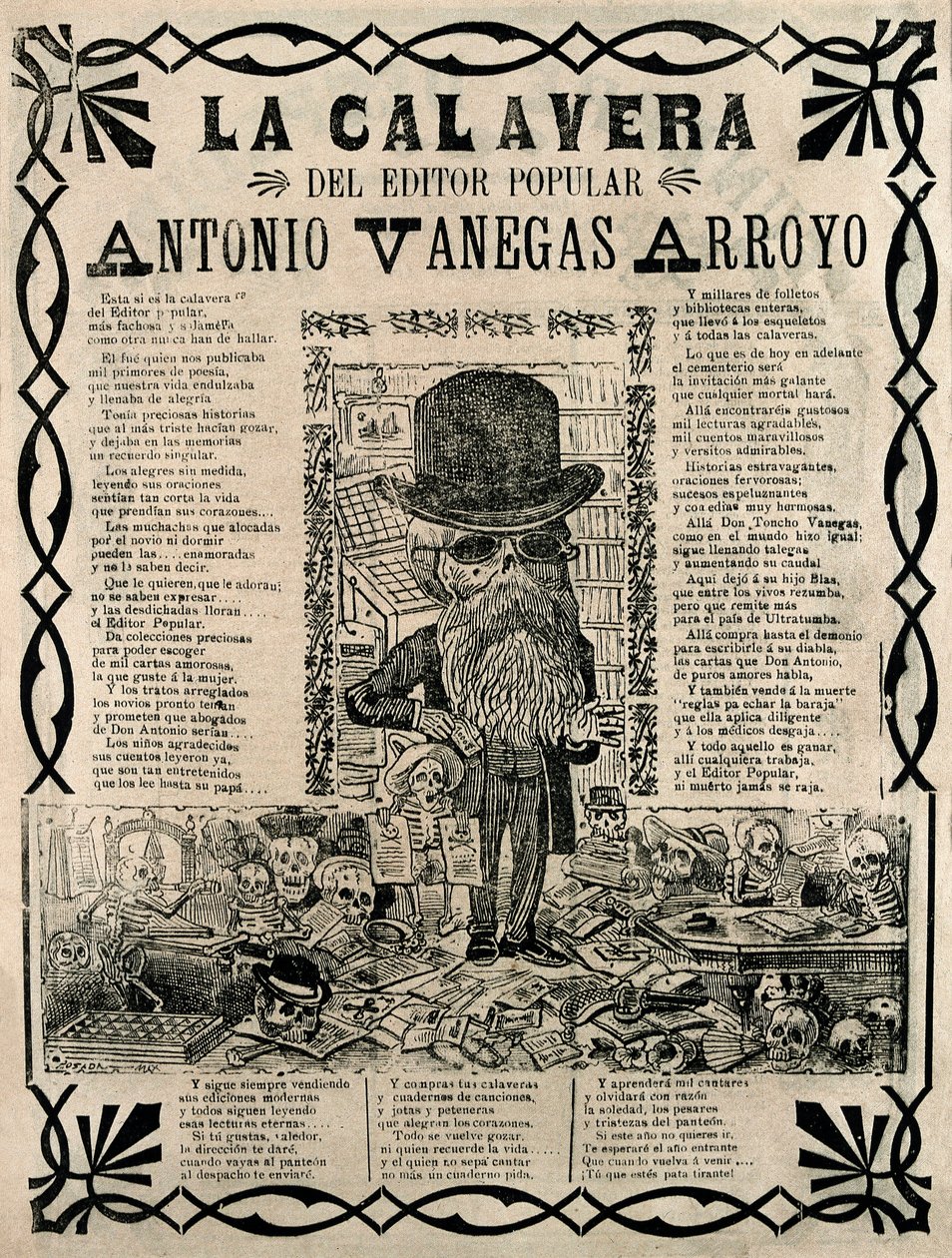 Jose Guadalupe Posadan suosittu kaiverrus tekijältä José Guadalupe Posada