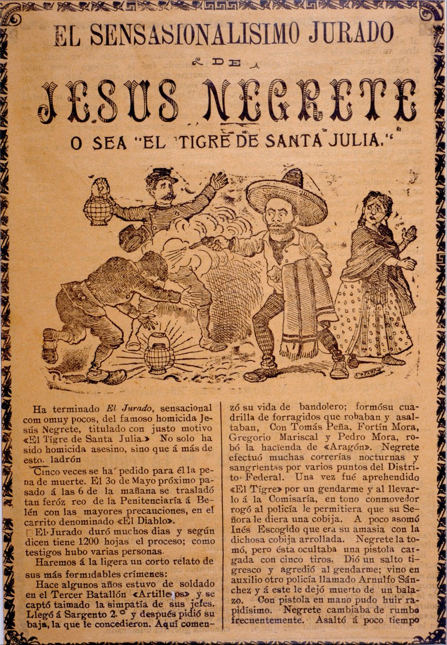Jesús Blackin, alias The Tiger of Santa Julian, sensaatiomainen juoni tekijältä José Guadalupe Posada
