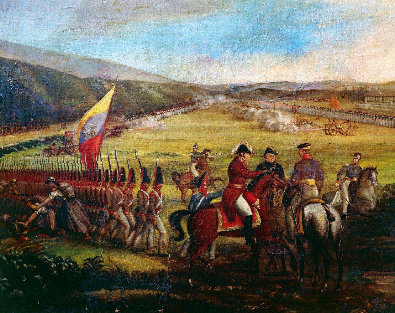 Bolivarin toverin kenraali Narinon joukot Calibion taistelun aikana, Jose Maria Espinosan (1796-1883) maalaus. Kolumbia tekijältä José María Espinosa Prieto