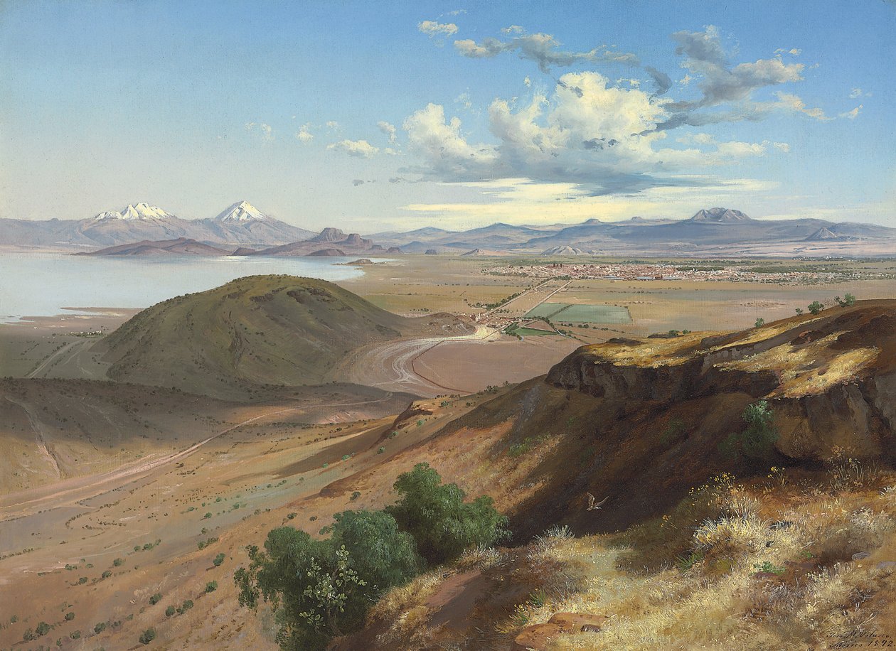 Meksikon laakso Saint Isabelin kukkulalta, 1892 tekijältä José María Velasco
