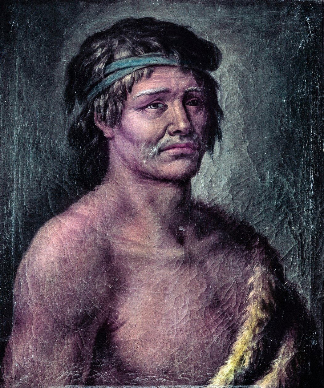 Muotokuva intiaanista Patagoniasta, piirustus tehty Alessandro Malaspinan retkikunnan aikana Etelä-Amerikassa, n. 1791 (piirustus) tekijältä José del Pozo