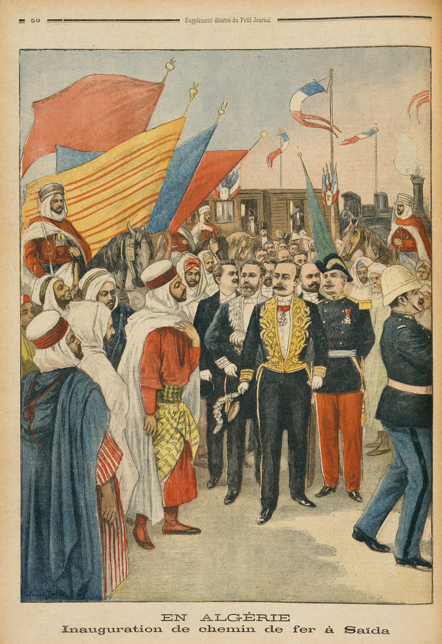 Saidan rautatien avaaminen Algeriassa, kuva Le Petit Journalista, 18. helmikuuta 1900 tekijältä Jose Belon