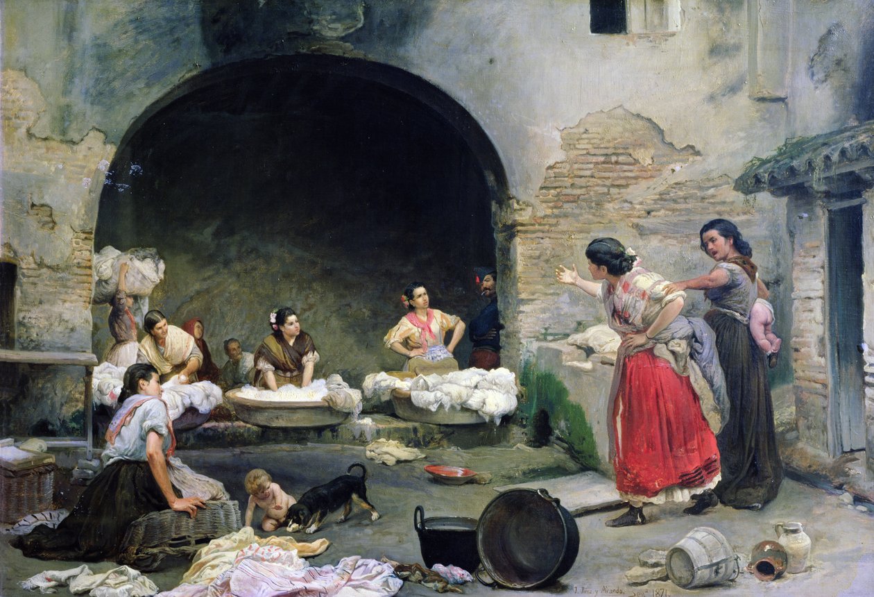 Washerwomen Disputing, 1871 tekijältä Jose Jimenes Aranda
