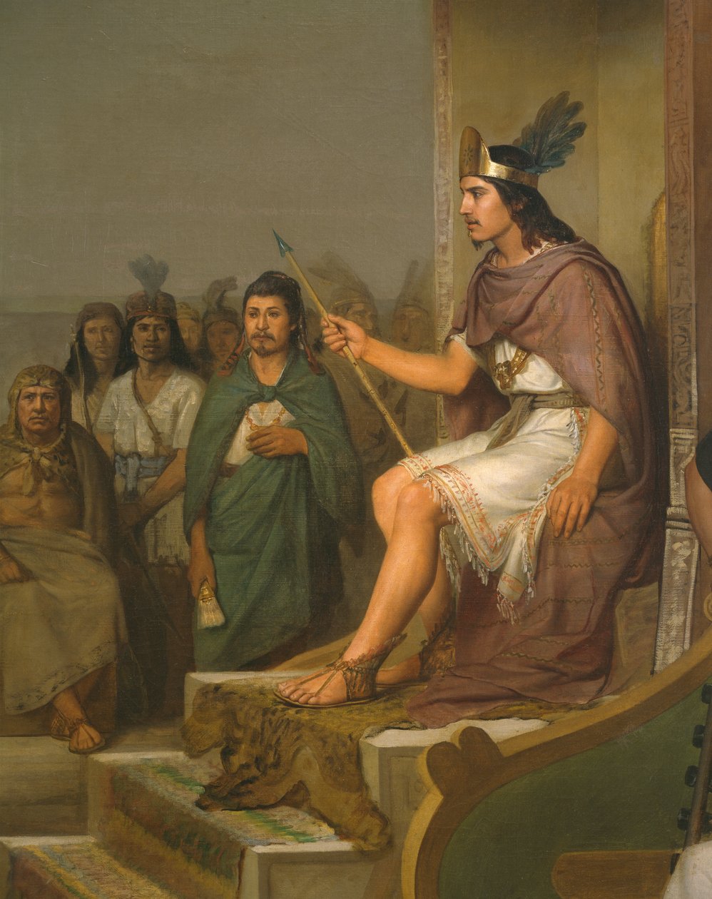 Pulchen löytö, Montezuma II:n yksityiskohta n. 1470-1520 1869 öljy kankaalle tekijältä José María Obregón