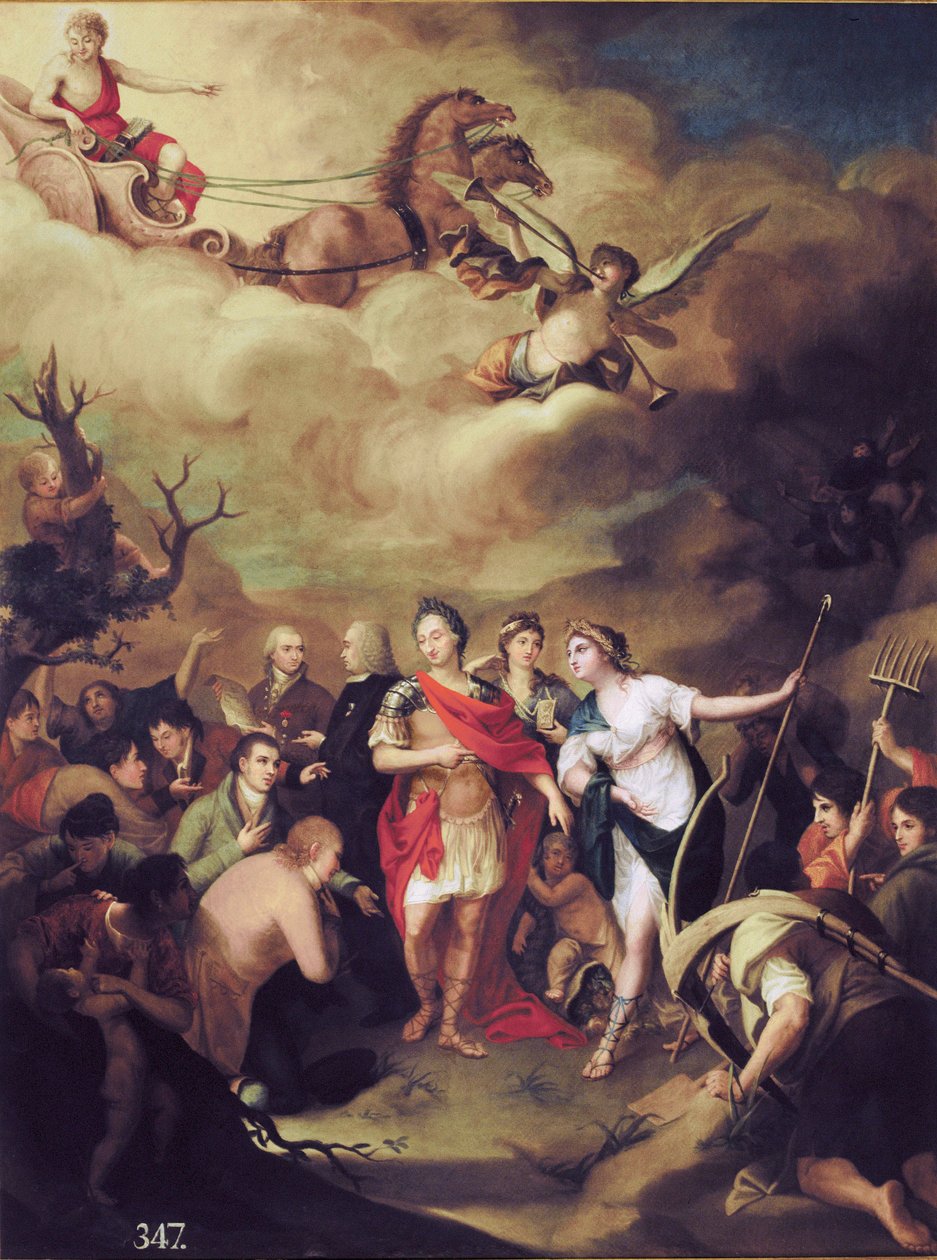Kaarle III toimittaa Sierra Morenan maat (Andalusiassa, Espanjassa) uudisasukkaille tekijältä Jose Alonso del Rivero