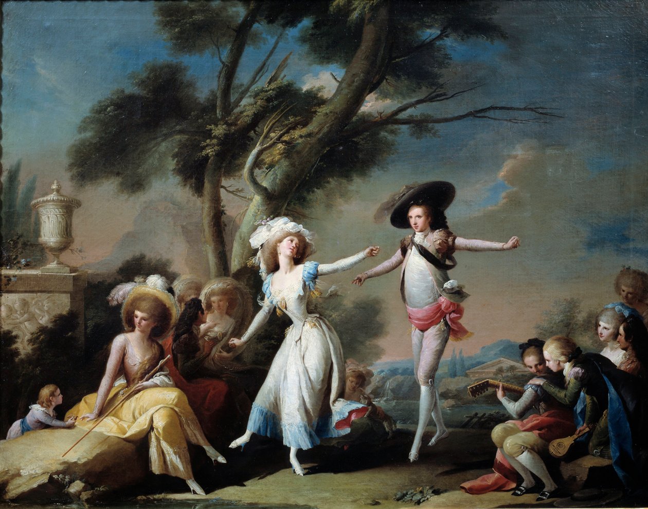 Pariskunnat puistossa. Jose Camaron Y Boronatin (1730-1803) maalaus tekijältä Jose Camaron