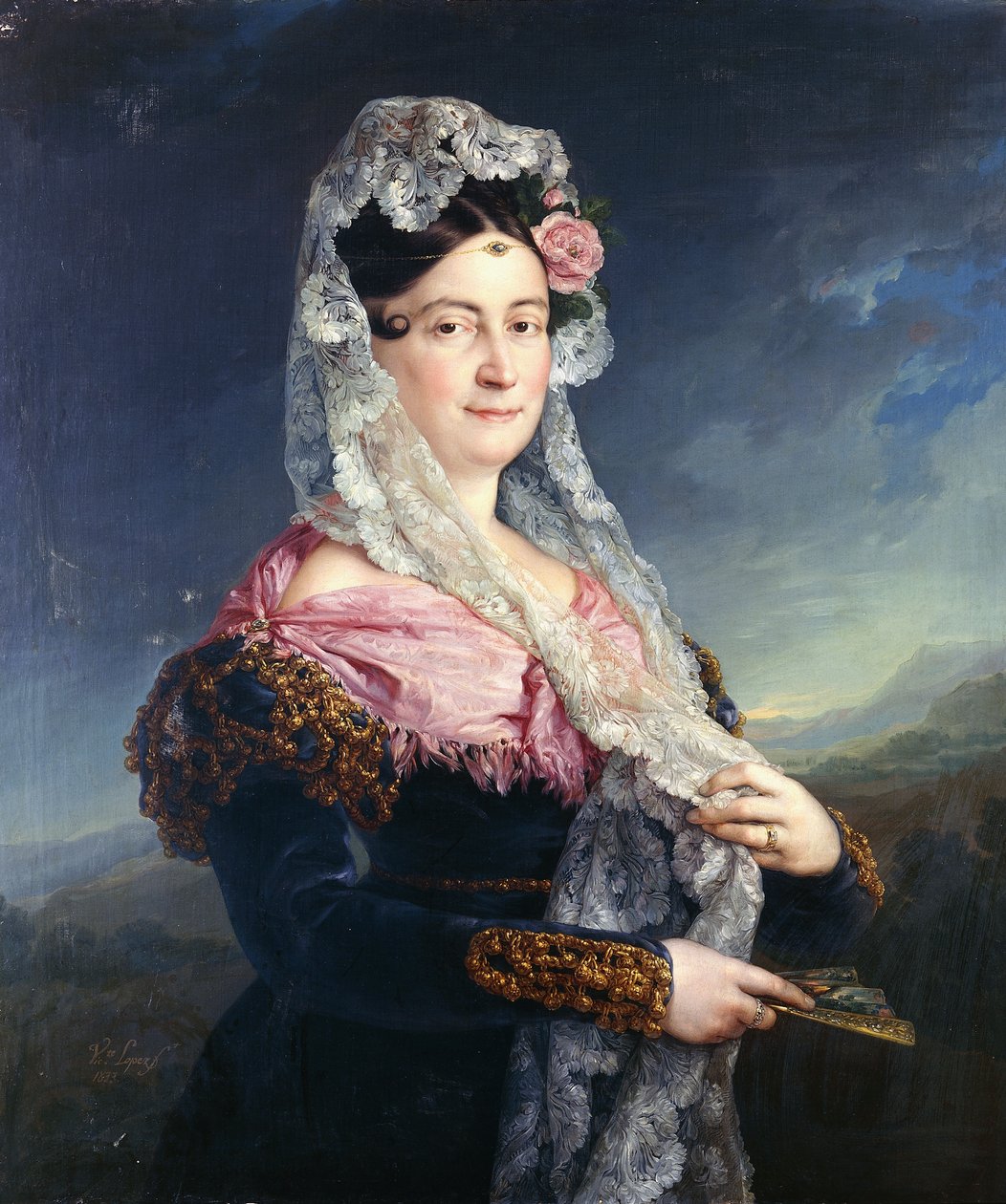 Muotokuva Dona Maria de los Dolores Gomez de las Casas e Ibarrondosta seisomassa kolme neljäsosaa, tekijältä Jose Camaron