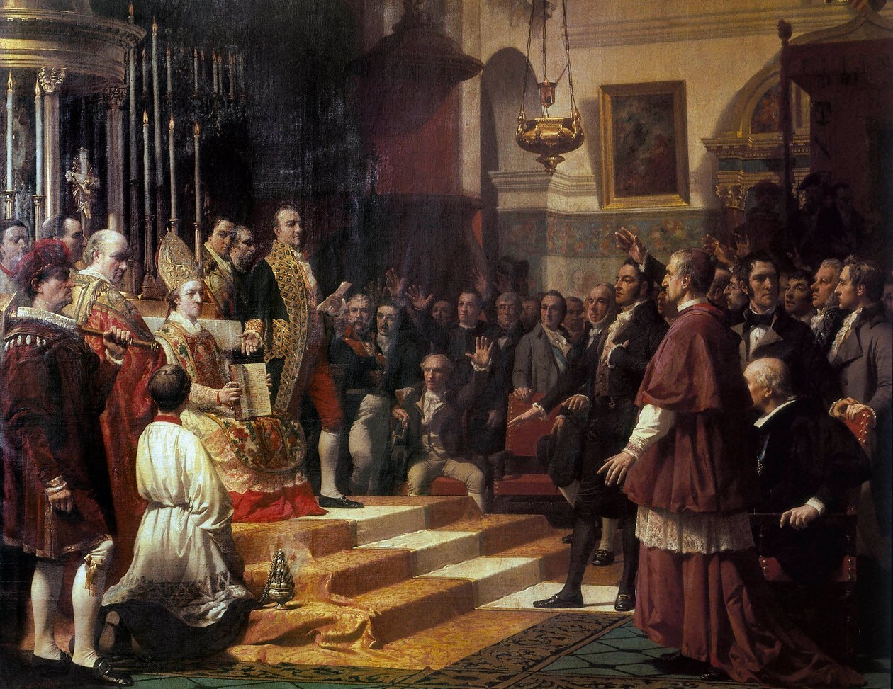 "Cortes de Cádizin vala vuonna 1810." Jose Casado de Alisalin (1832-1886) maalaus. 1863 tekijältä Jose Casado del Alisal