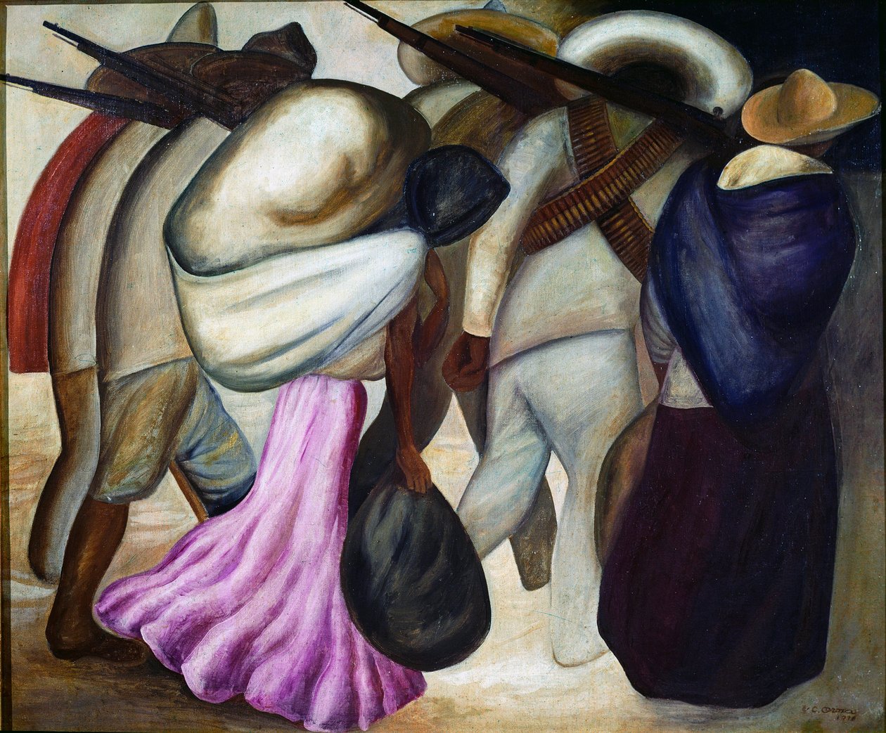 Sotilaat Soldaatit. maalaus Jose Clemente Orozco (1883-1949) 1926 Mexico City, Modernin taiteen museo tekijältä José Clemente Orozco